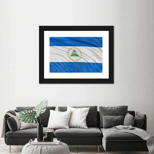 Waving Nicaragua Flag Canvas Wall Art-3 Horizontal-Gallery Wrap-25" x 16"-Tiaracle