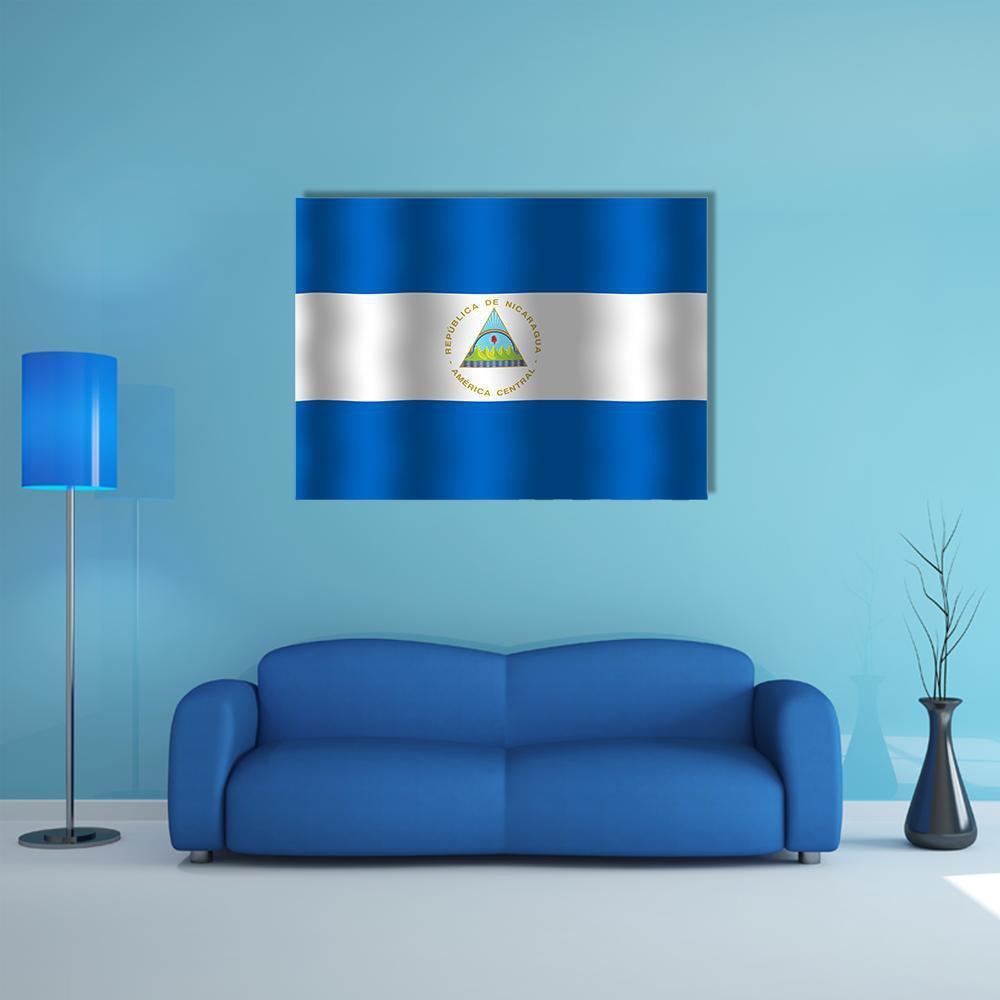 Nicaragua Flag Canvas Wall Art-1 Piece-Gallery Wrap-48" x 32"-Tiaracle