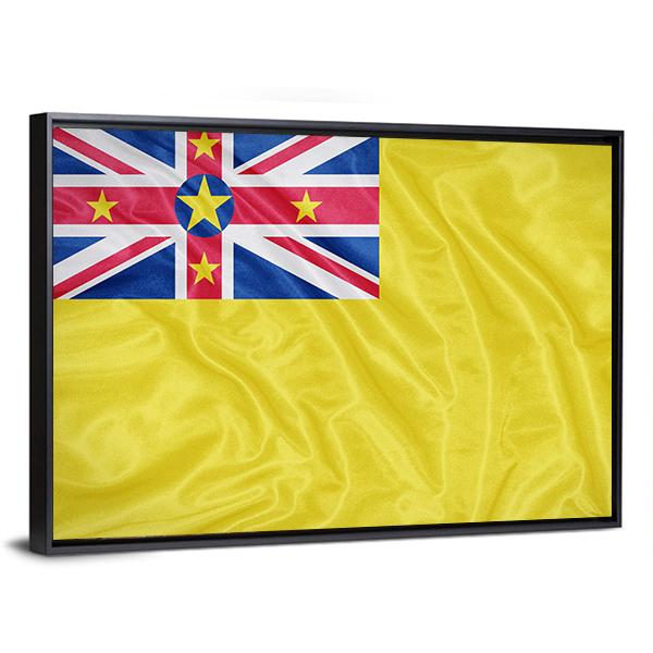 Waving Niue Flag Canvas Wall Art-3 Horizontal-Gallery Wrap-25" x 16"-Tiaracle