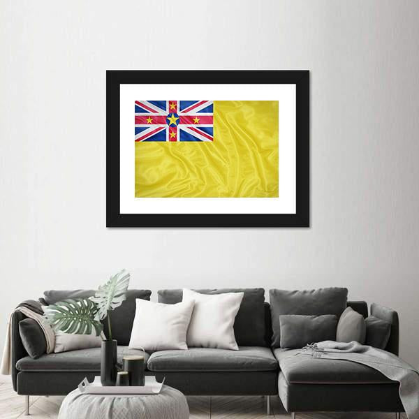 Waving Niue Flag Canvas Wall Art-3 Horizontal-Gallery Wrap-25" x 16"-Tiaracle