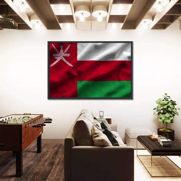 Waving Oman Flag Canvas Wall Art-3 Horizontal-Gallery Wrap-25" x 16"-Tiaracle