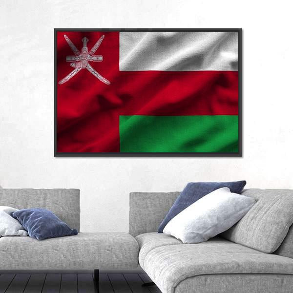 Waving Oman Flag Canvas Wall Art-3 Horizontal-Gallery Wrap-25" x 16"-Tiaracle