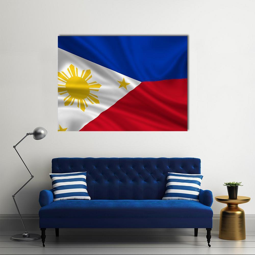 Waving Philippines Flag Canvas Wall Art-1 Piece-Gallery Wrap-48" x 32"-Tiaracle