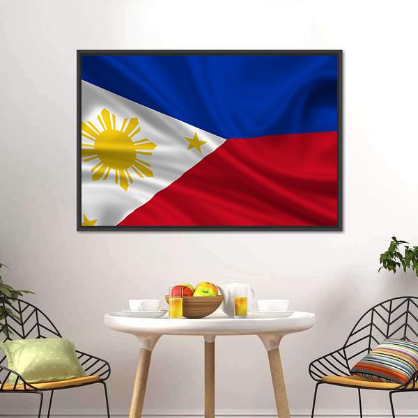 Waving Philippines Flag Canvas Wall Art-3 Horizontal-Gallery Wrap-25" x 16"-Tiaracle
