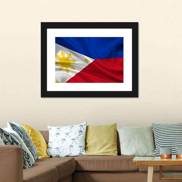 Waving Philippines Flag Canvas Wall Art-3 Horizontal-Gallery Wrap-25" x 16"-Tiaracle