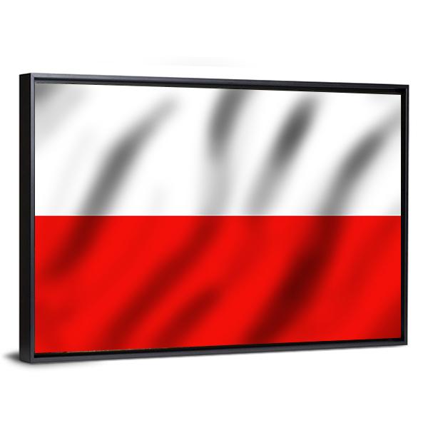 Waving Poland Flag Canvas Wall Art-3 Horizontal-Gallery Wrap-25" x 16"-Tiaracle