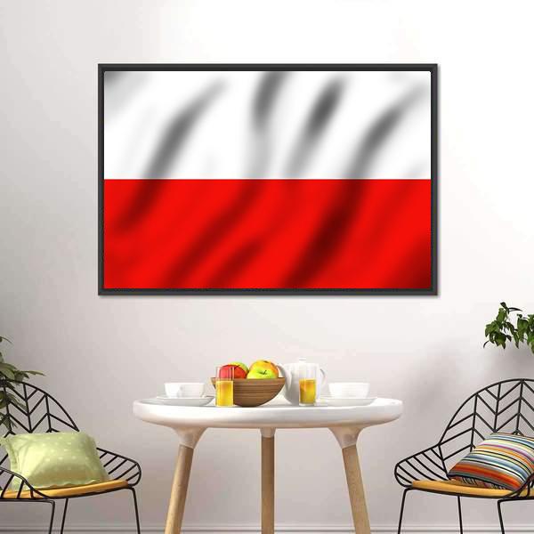 Waving Poland Flag Canvas Wall Art-3 Horizontal-Gallery Wrap-25" x 16"-Tiaracle