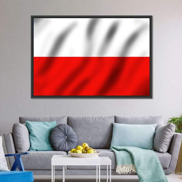 Waving Poland Flag Canvas Wall Art-3 Horizontal-Gallery Wrap-25" x 16"-Tiaracle