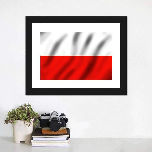 Waving Poland Flag Canvas Wall Art-1 Piece-Framed Print-20" x 16"-Tiaracle