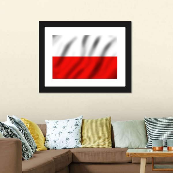 Waving Poland Flag Canvas Wall Art-3 Horizontal-Gallery Wrap-25" x 16"-Tiaracle