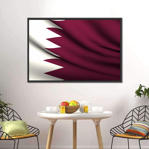 Waving Qatar Flag Canvas Wall Art-3 Horizontal-Gallery Wrap-25" x 16"-Tiaracle