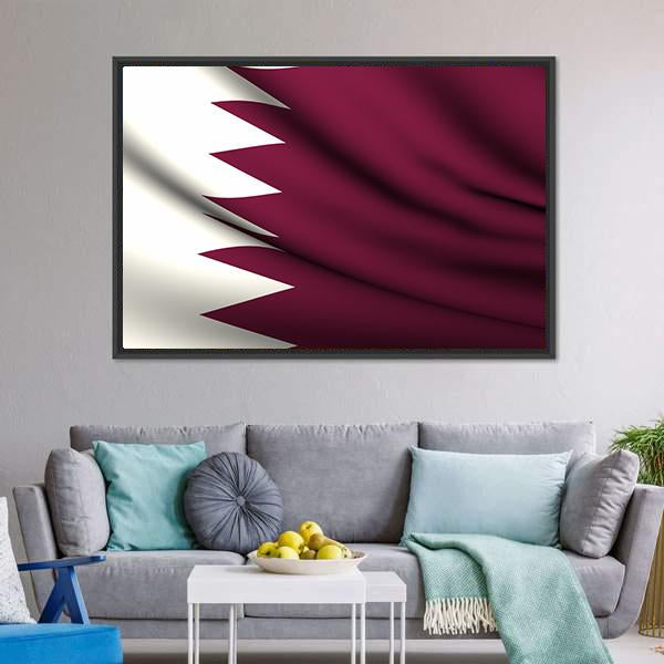 Waving Qatar Flag Canvas Wall Art-3 Horizontal-Gallery Wrap-25" x 16"-Tiaracle