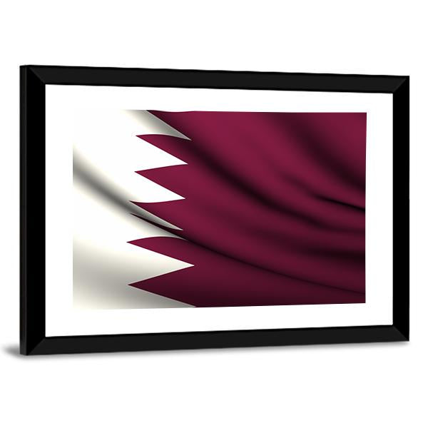 Waving Qatar Flag Canvas Wall Art-3 Horizontal-Gallery Wrap-25" x 16"-Tiaracle