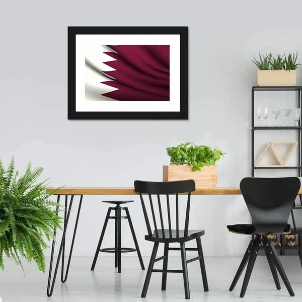 Waving Qatar Flag Canvas Wall Art-3 Horizontal-Gallery Wrap-25" x 16"-Tiaracle