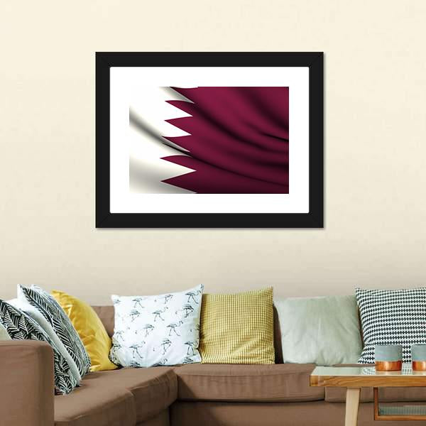 Waving Qatar Flag Canvas Wall Art-3 Horizontal-Gallery Wrap-25" x 16"-Tiaracle