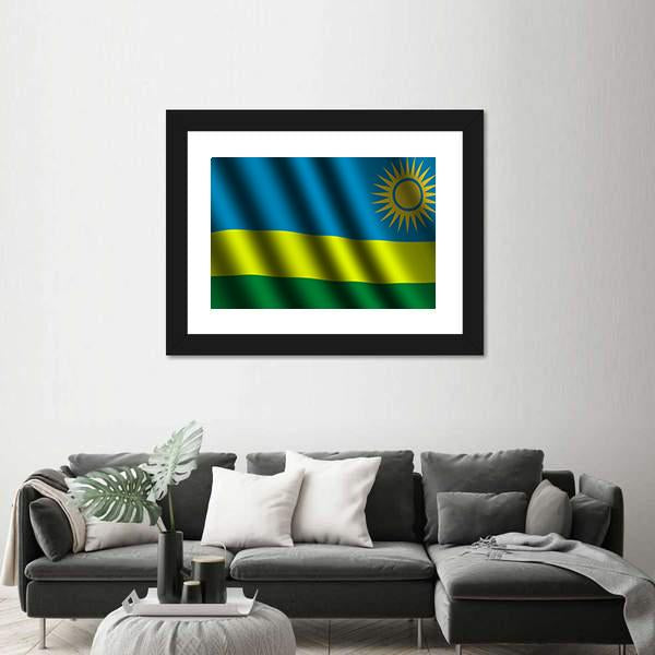 Waving Rwanda Flag Canvas Wall Art-1 Piece-Framed Print-20" x 16"-Tiaracle