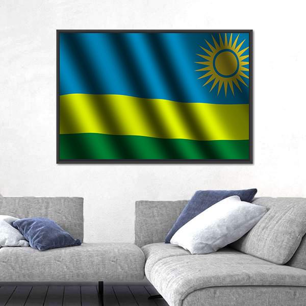 Waving Rwanda Flag Canvas Wall Art-1 Piece-Floating Frame-24" x 16"-Tiaracle