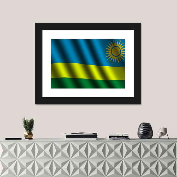 Waving Rwanda Flag Canvas Wall Art-3 Horizontal-Gallery Wrap-25" x 16"-Tiaracle