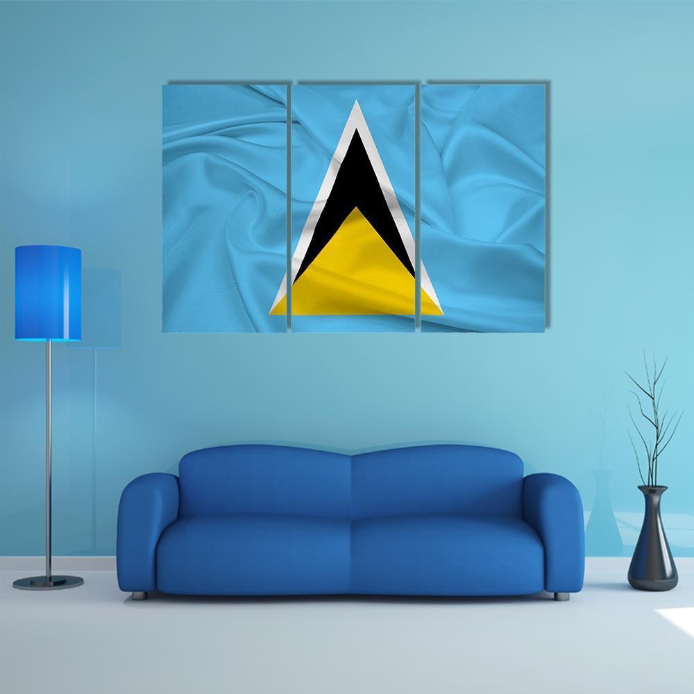 Waving Saint Lucia Flag Canvas Wall Art-3 Horizontal-Gallery Wrap-37" x 24"-Tiaracle