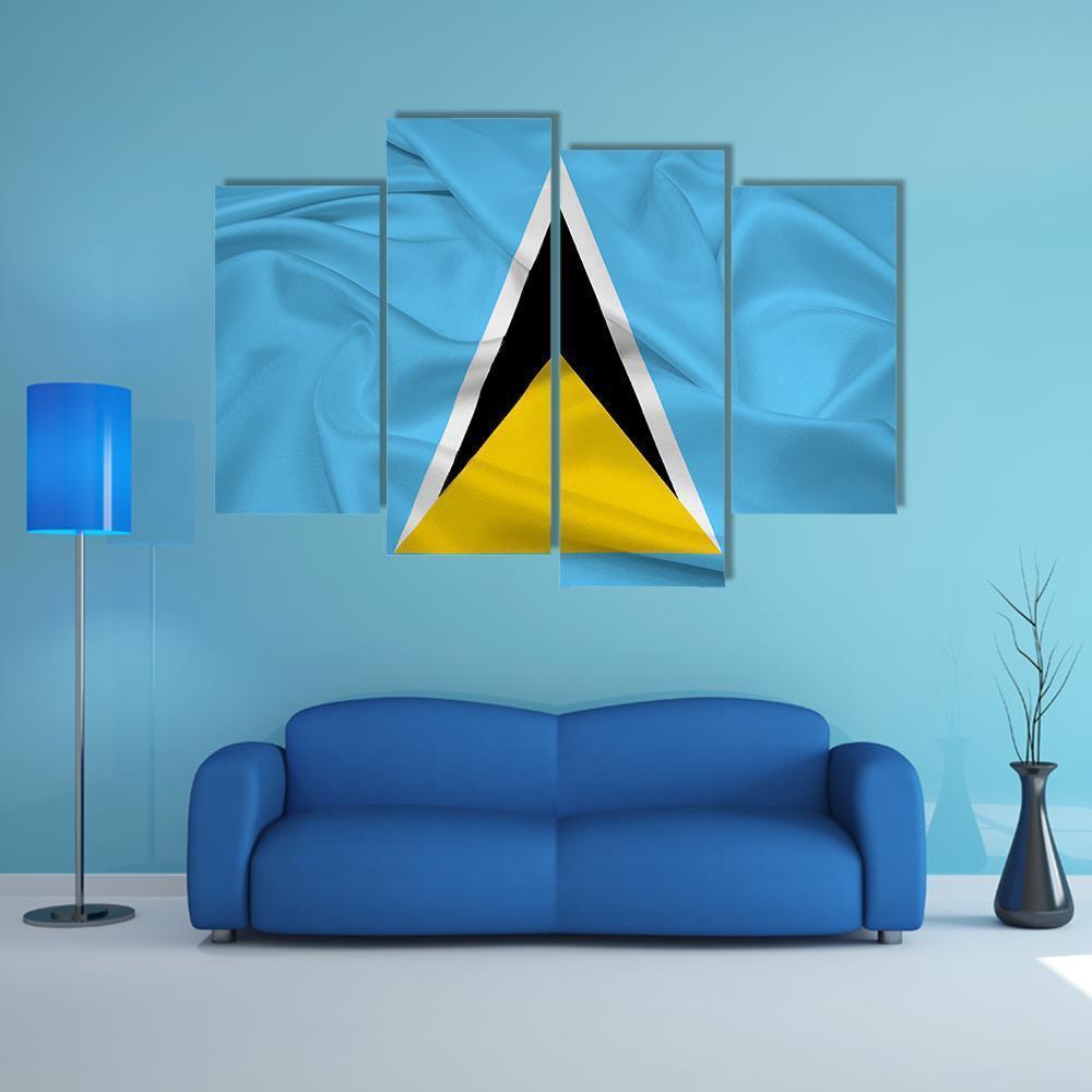 Waving Saint Lucia Flag Canvas Wall Art-4 Pop-Gallery Wrap-50" x 32"-Tiaracle