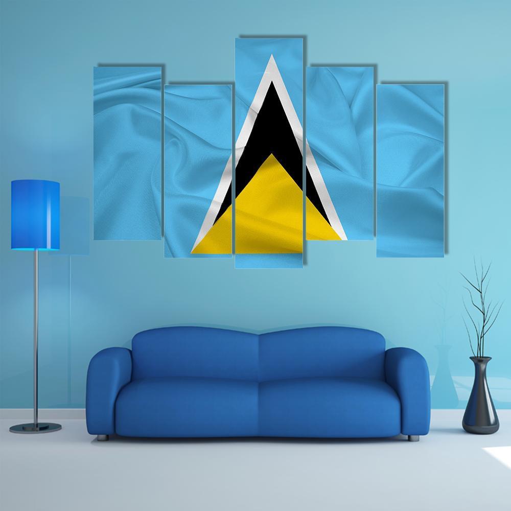 Waving Saint Lucia Flag Canvas Wall Art-5 Pop-Gallery Wrap-47" x 32"-Tiaracle
