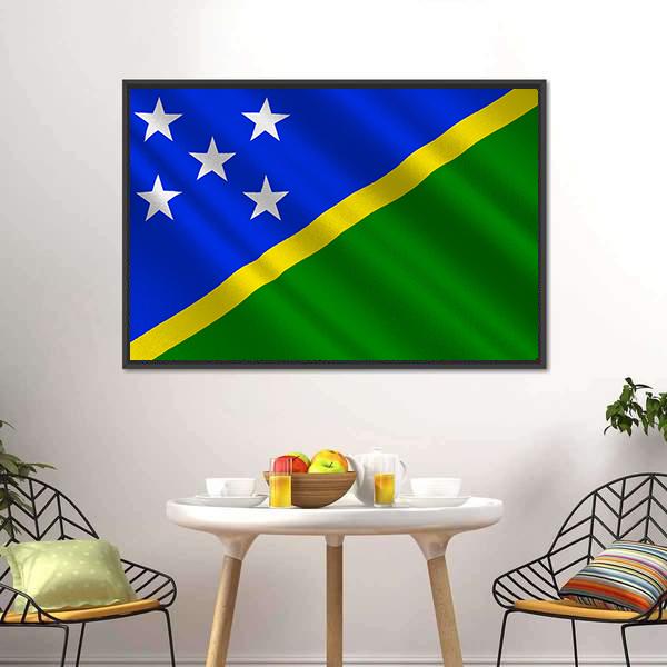 Waving Solomon Islands Flag Canvas Wall Art-3 Horizontal-Gallery Wrap-25" x 16"-Tiaracle