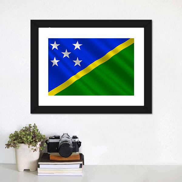 Waving Solomon Islands Flag Canvas Wall Art-1 Piece-Framed Print-20" x 16"-Tiaracle