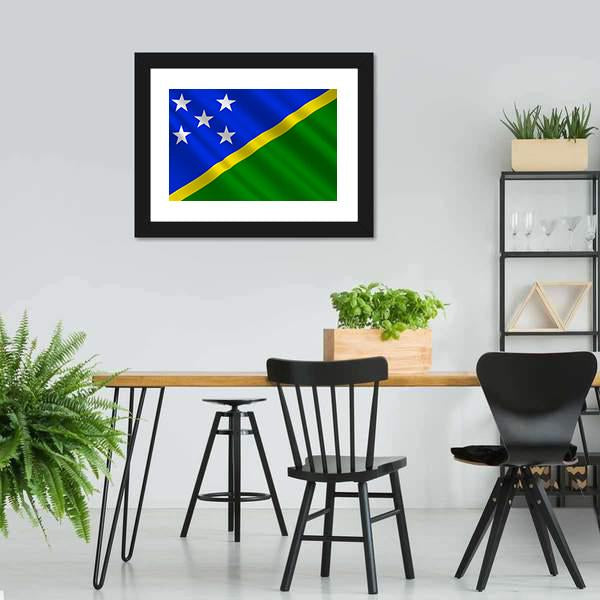 Waving Solomon Islands Flag Canvas Wall Art-3 Horizontal-Gallery Wrap-25" x 16"-Tiaracle