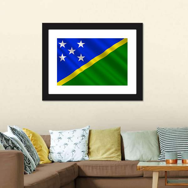 Waving Solomon Islands Flag Canvas Wall Art-3 Horizontal-Gallery Wrap-25" x 16"-Tiaracle