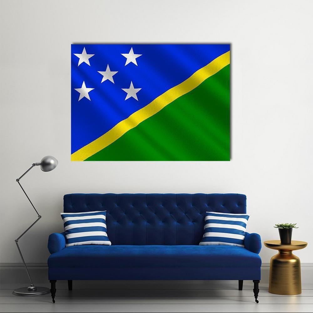 Waving Solomon Islands Flag Canvas Wall Art-1 Piece-Gallery Wrap-48" x 32"-Tiaracle