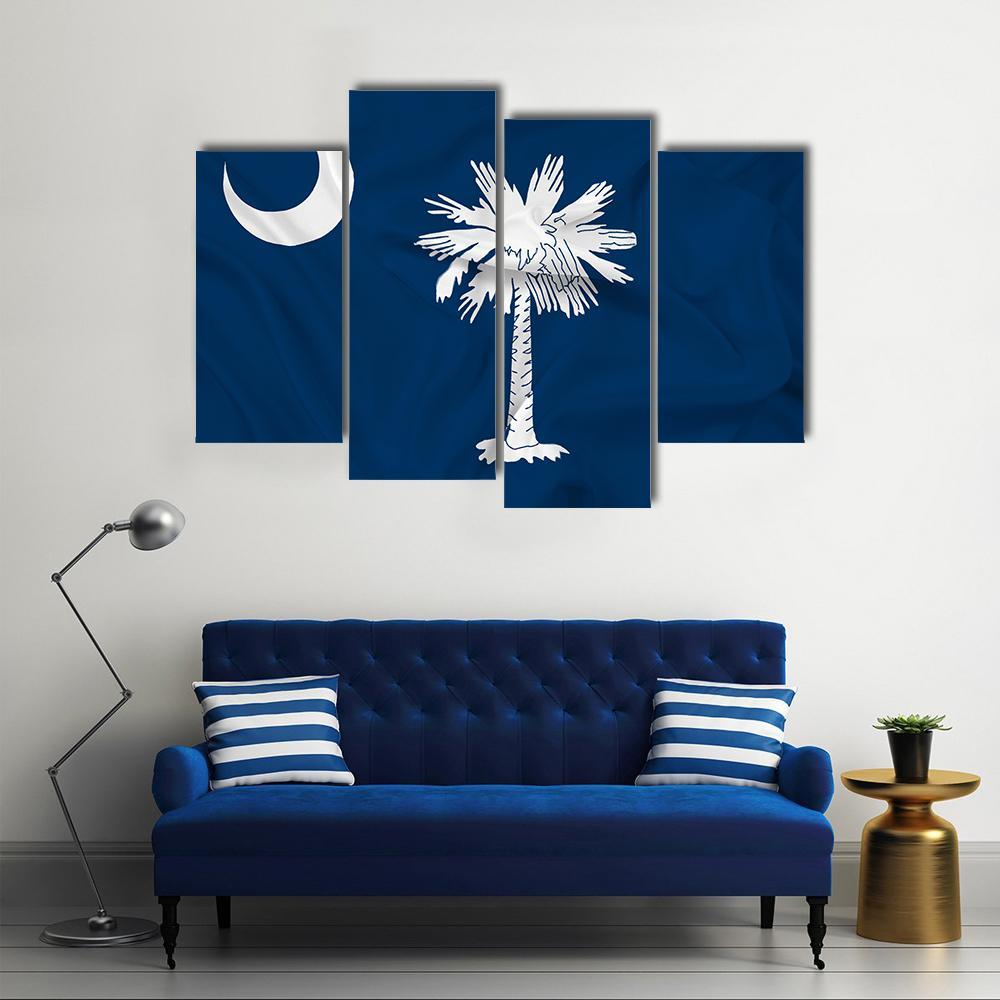 Waving South Carolina State Flag Canvas Wall Art-4 Pop-Gallery Wrap-50" x 32"-Tiaracle