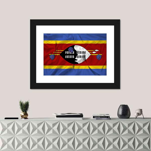 Waving Swaziland Flag Canvas Wall Art-1 Piece-Framed Print-20" x 16"-Tiaracle