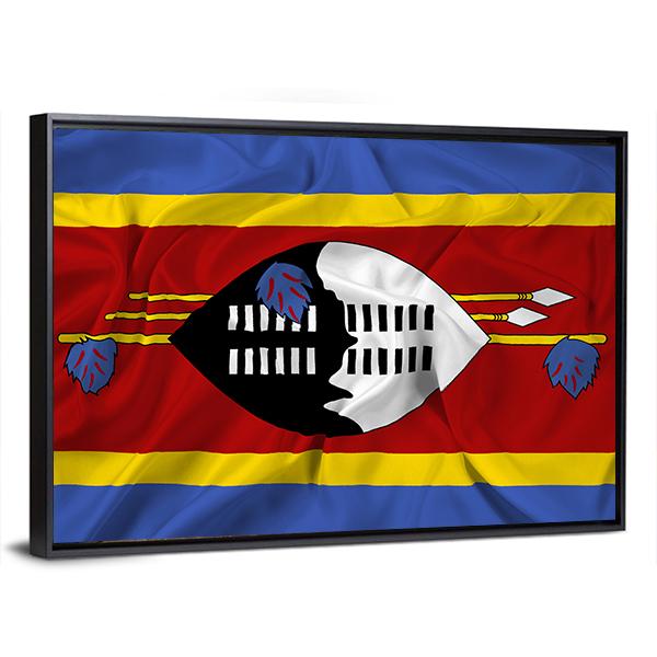 Waving Swaziland Flag Canvas Wall Art-3 Horizontal-Gallery Wrap-25" x 16"-Tiaracle