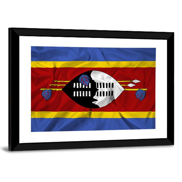 Waving Swaziland Flag Canvas Wall Art-3 Horizontal-Gallery Wrap-25" x 16"-Tiaracle