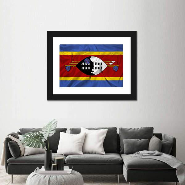 Waving Swaziland Flag Canvas Wall Art-3 Horizontal-Gallery Wrap-25" x 16"-Tiaracle