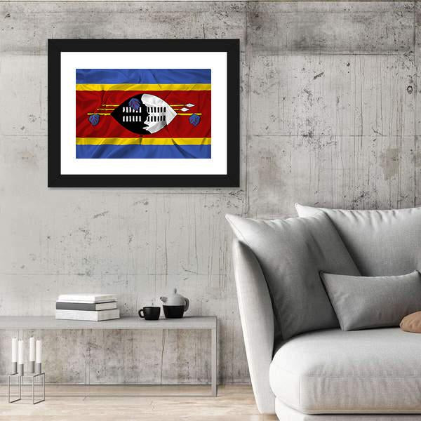 Waving Swaziland Flag Canvas Wall Art-3 Horizontal-Gallery Wrap-25" x 16"-Tiaracle