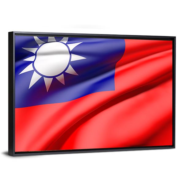 Waving Taiwan Flag Canvas Wall Art-3 Horizontal-Gallery Wrap-25" x 16"-Tiaracle
