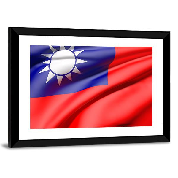Waving Taiwan Flag Canvas Wall Art-3 Horizontal-Gallery Wrap-25" x 16"-Tiaracle