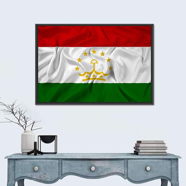 Waving Tajikistan Flag Canvas Wall Art-1 Piece-Floating Frame-24" x 16"-Tiaracle