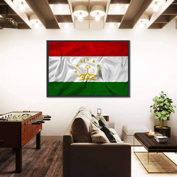 Waving Tajikistan Flag Canvas Wall Art-3 Horizontal-Gallery Wrap-25" x 16"-Tiaracle