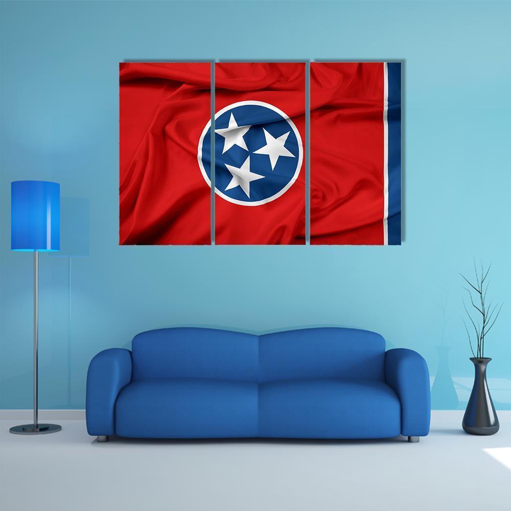 Waving Tennessee Flag Canvas Wall Art-3 Horizontal-Gallery Wrap-37" x 24"-Tiaracle