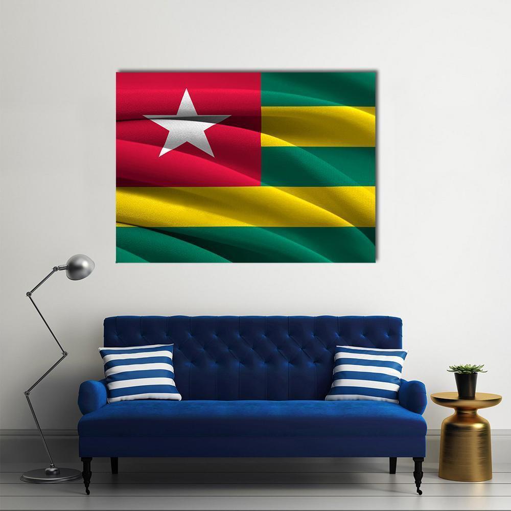 Waving Togo Flag Canvas Wall Art-1 Piece-Gallery Wrap-48" x 32"-Tiaracle