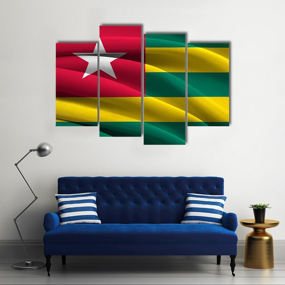 Waving Togo Flag Canvas Wall Art-4 Pop-Gallery Wrap-50" x 32"-Tiaracle