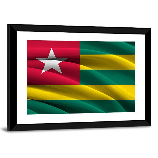 Waving Togo Flag Canvas Wall Art-3 Horizontal-Gallery Wrap-25" x 16"-Tiaracle