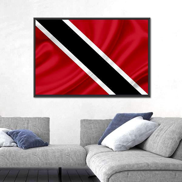 Waving Trinidad & Tobago Flag Canvas Wall Art-1 Piece-Floating Frame-24" x 16"-Tiaracle