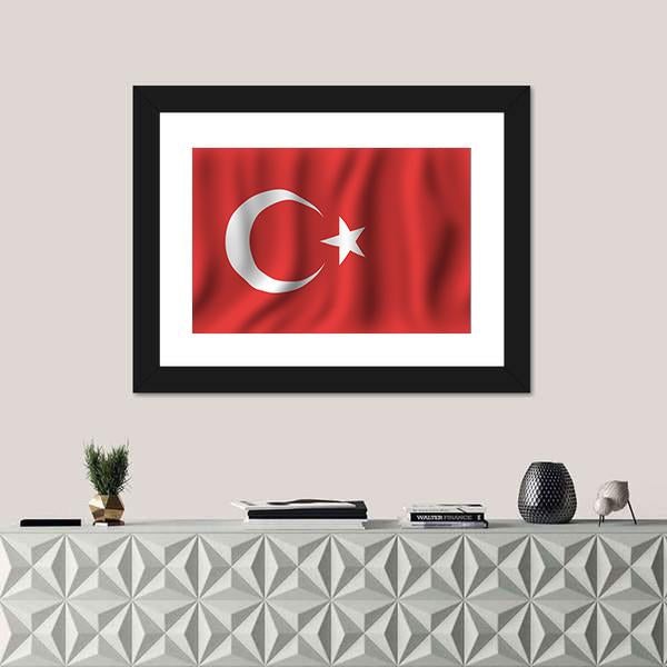Waving Turkish Flag Canvas Wall Art-1 Piece-Framed Print-20" x 16"-Tiaracle