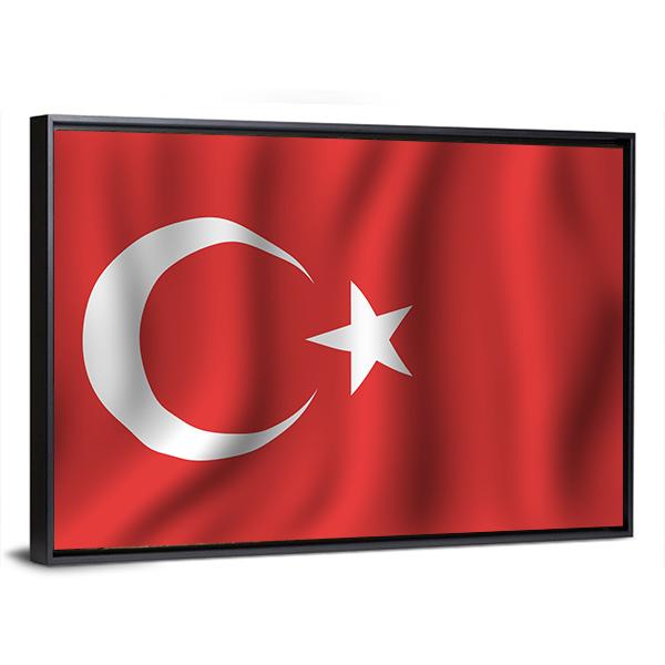 Waving Turkish Flag Canvas Wall Art-3 Horizontal-Gallery Wrap-25" x 16"-Tiaracle