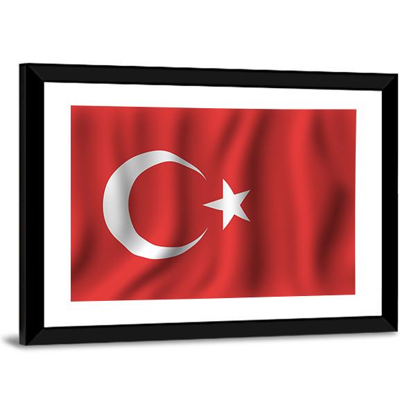 Waving Turkish Flag Canvas Wall Art-3 Horizontal-Gallery Wrap-25" x 16"-Tiaracle