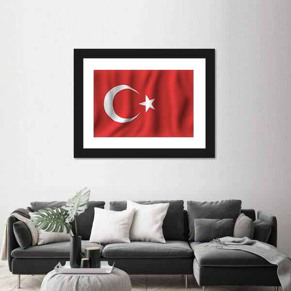Waving Turkish Flag Canvas Wall Art-3 Horizontal-Gallery Wrap-25" x 16"-Tiaracle