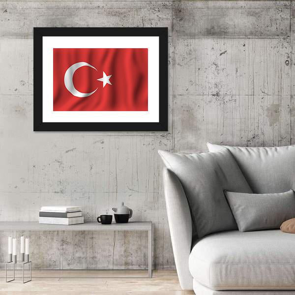 Waving Turkish Flag Canvas Wall Art-3 Horizontal-Gallery Wrap-25" x 16"-Tiaracle